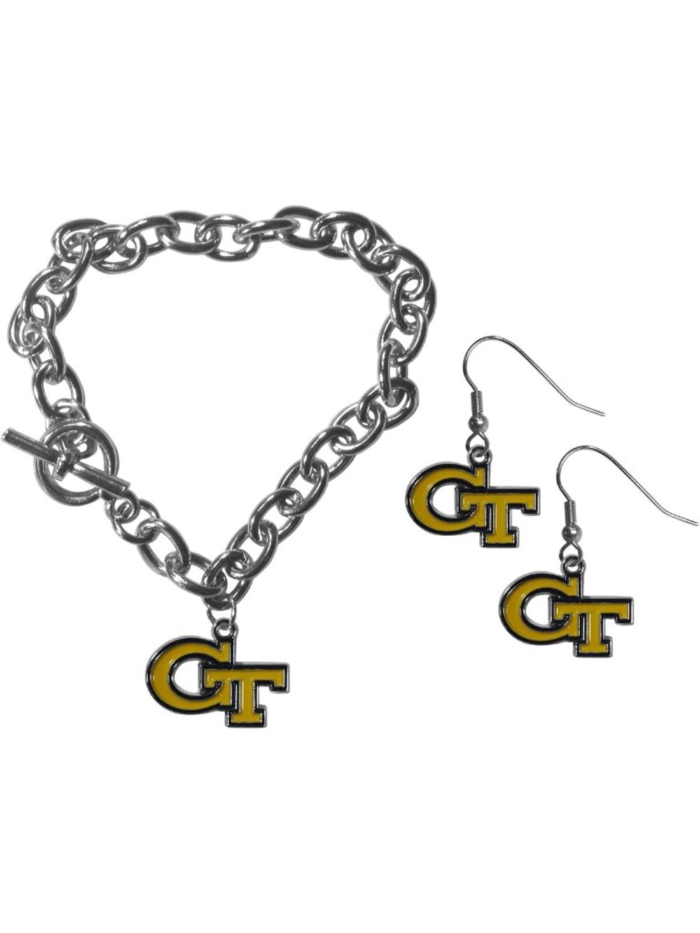 Stylish NCAA Unisex Chain Bracelet & Dangle Earrings Set - Perfect Game Day